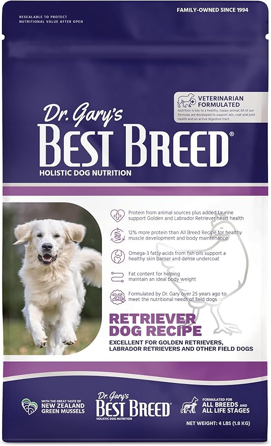 Best Breed Dr. Gary's Retriever Dog Recipe Made in USA [Natural Dry Dog Food] - 4lbs.