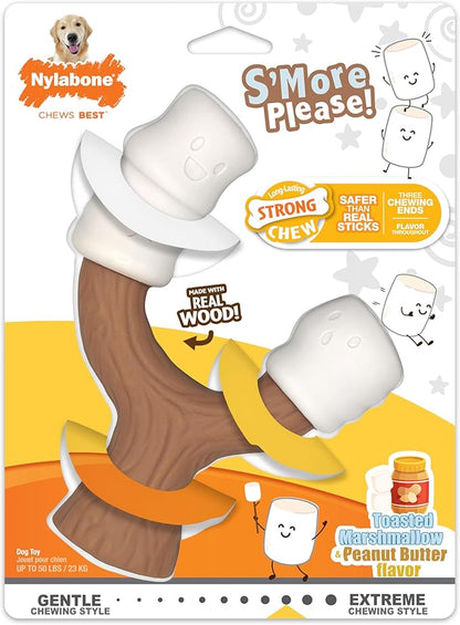 Nylabone Strong Chew Marshmallow Stick Dog Chew Toy - Fun & Cute Dog Toys for Aggressive Chewers, Durable Dog Toys, Toasted Marshmallow & Peanut Butter Flavor, Large/Giant (1 Count)