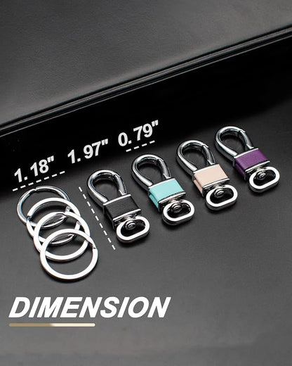 FEYOUN 4 Pack Metal Carabiner Keychain Key Clip Hook, 4 Key Rings Car Key Chain Clips Ring Holder Organizer for Men and Women, Car Accessories, Multi Color