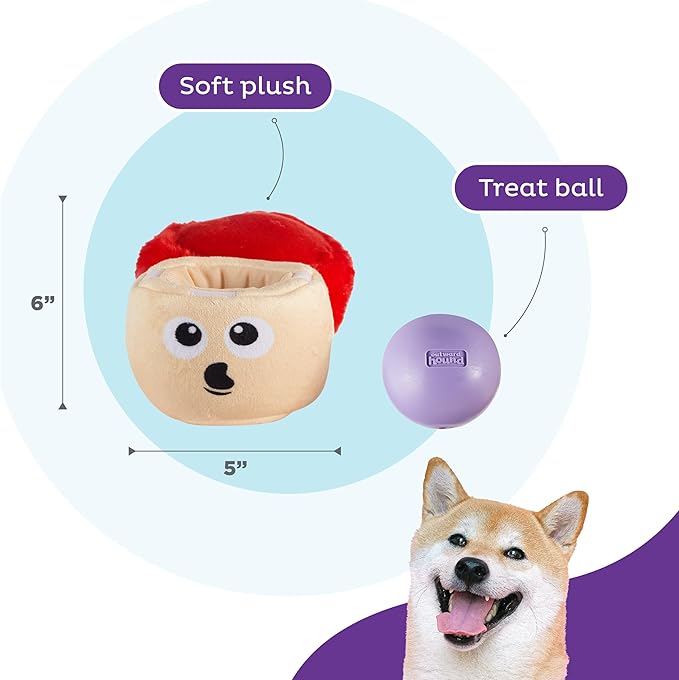 Outward Hound Nina Ottosson Snack Palz Interactive Plush Dog Puzzle with Treat Ball Dog Enrichment Toys Stuffable Dog Toy, Plush, Multicolored