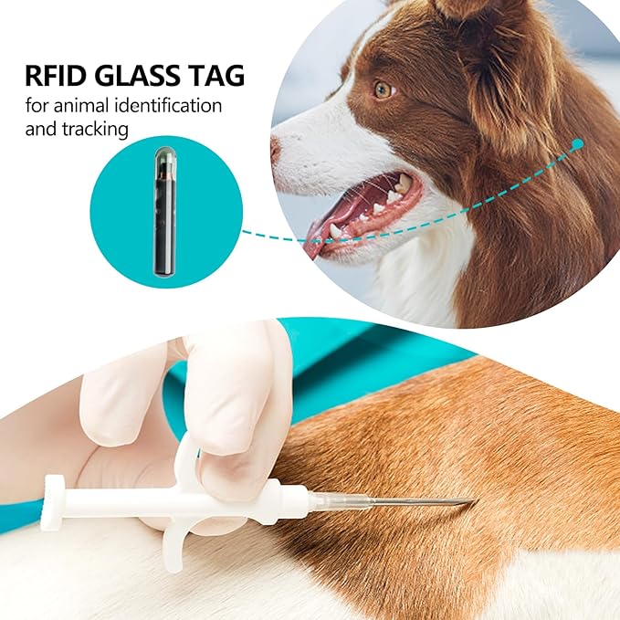 Microchip for Dogs and Cats with 15 Unique ID Numbers for Pet Identification and Registration Online (10 Pack,1.25 mm dia, 7 mm length, 16 Gauge)