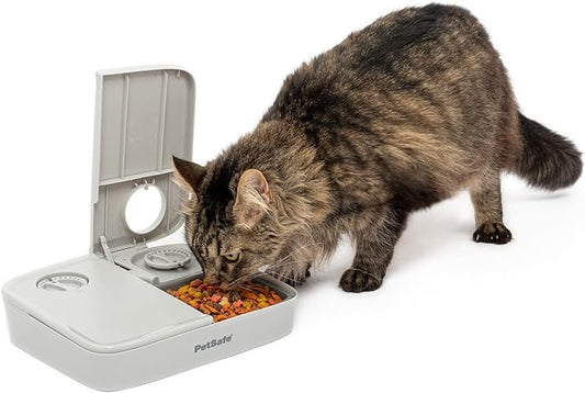 PetSafe Analog 2 Meal Programmable Pet Feeder, Automatic Dog and Cat Feeder - Dry or Semi-Moist Pet Food Dispenser, Slow Feed Portion Control (3 Cup/16 Ounce Total Capacity), Tamper-Resistant Design