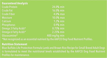 Blue Buffalo Life Protection Formula Natural Adult Small Breed Dry Dog Food, Lamb and Brown Rice 5-lb Trial Size Bag