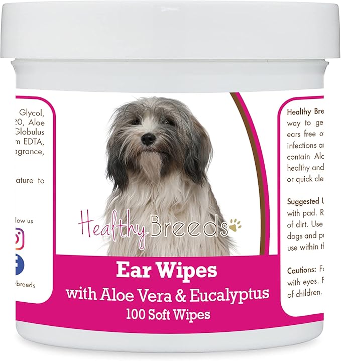Healthy Breeds Tibetan Terrier Ear Cleaning Wipes with Aloe & Eucalyptus for Dogs 100 Count