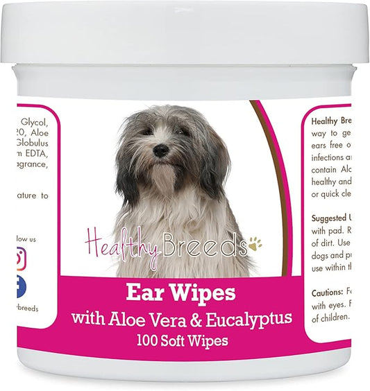Healthy Breeds Tibetan Terrier Ear Cleaning Wipes with Aloe & Eucalyptus for Dogs 100 Count