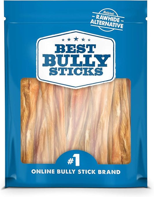 Best Bully Sticks 5-6 Inch 100% Natural Beef Bladder Sticks Dog Treats (30 Pack) - Single-Ingredient Dental Health Dog Chews - Safe Alternative to Rawhide