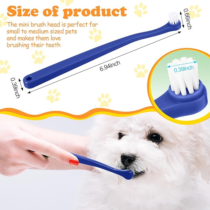 Yinder 12 Pcs Cat Toothbrush Small Dog Toothbrush Mini Head Soft Bristles Dog Tooth Brush Gentle Pet Toothbrush Long Handle Tooth Brush for Puppy Cats Large and Small Dog Dental Care (6 Colors)
