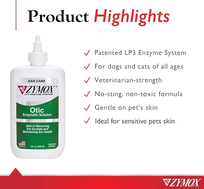 PET KING BRANDS Zymox Otic Enzymatic Solution for Dogs and Cats to Soothe Ear Infections Without Hydrocortisone for Itch Relief, 8oz