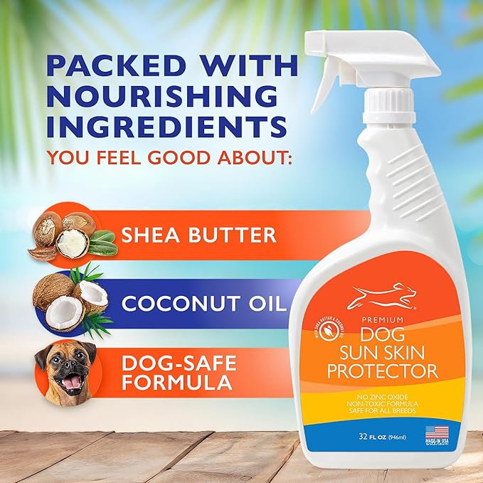 EBPP Dog Sunscreen Sun Skin Protector Spray 32 oz - Safe for All Breeds with No Zinc Oxide - Pet Protection and Moisturizer for Skin, Coat, Nose, Ears