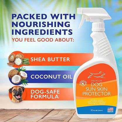 EBPP Dog Sunscreen Sun Skin Protector Spray 32 oz - Safe for All Breeds with No Zinc Oxide - Pet Protection and Moisturizer for Skin, Coat, Nose, Ears