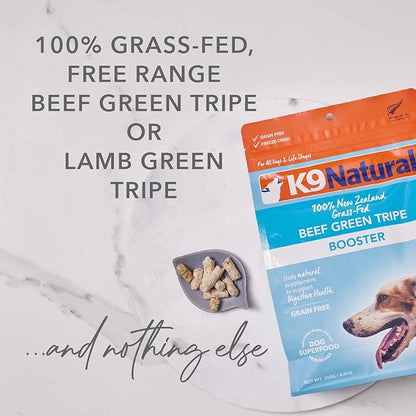 K9 Natural - Grain Free Freeze Dried Dog Food Supplement Booster - Beef Green Tripe, 8oz