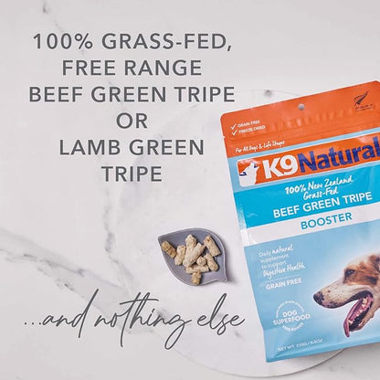 K9 Natural - Grain Free Freeze Dried Dog Food Supplement Booster - Beef Green Tripe, 2.6oz