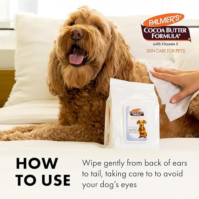 Palmer's for Pets Cocoa Butter Refreshing Dog Wipes, 100 Ct - 3 Pack | Cocoa Butter Wipes for Dogs | Paraben & Phthalate Free Dog Grooming Wipes for Dogs, Palmers Dog Bath Wipes