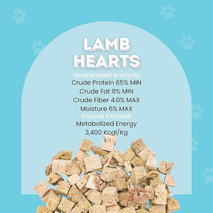 hotspot pets Freeze Dried Lamb Heart Treats for Cats & Dogs - 1LB BIG BAG- Single Ingredient All Natural Grain-Free - Perfect for Training, Healthy Topper or Snack - Made in USA