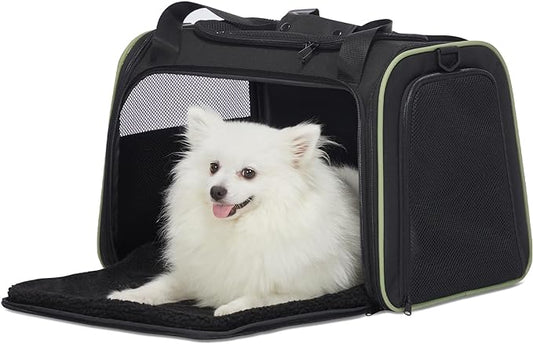 PETSFIT Large Cat Carrier, Dog Carrier, Pet Privacy Protection Travel Pet Carrier for Medium and Large Cats, Small Dogs, Puppies up to 25Lbs (Large, Black)