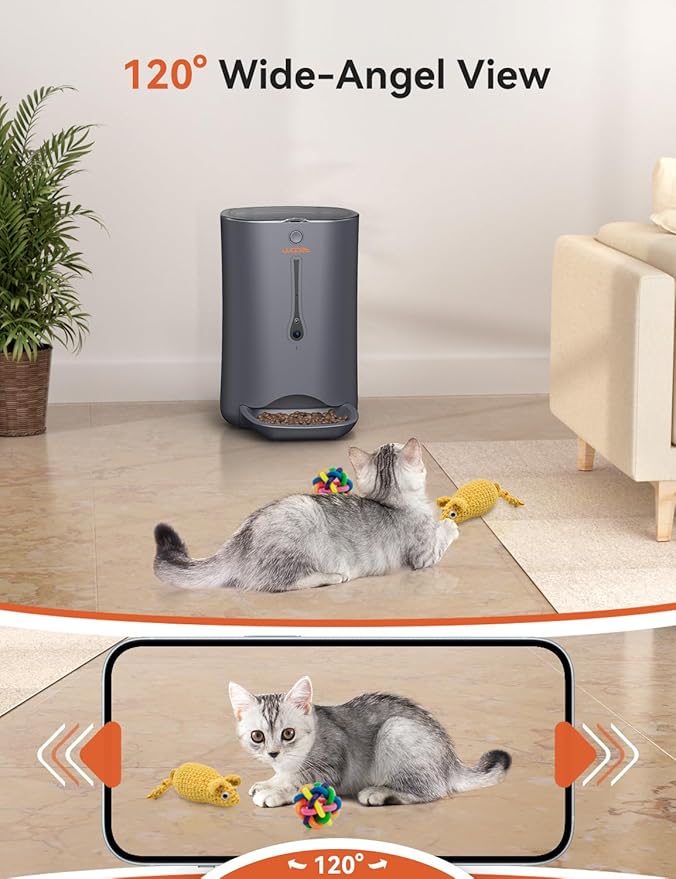 WOPET 7L Automatic Dog Feeder with Camera, 5G WiFi Automatic Cat Food Dispenser, Automatic Cat Feeder with Timer Programmable, HD Camera for Voice and Video Recording