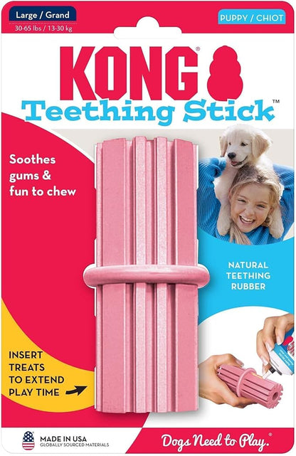KONG Puppy Teething Stick - Soft Teething Stick for Growing Puppies - Teeth Cleaning Dog Toy - Chew Toy for Puppies with Ridges - Natural Rubber Toy Perfect for Snacks & Treats - for Large Puppies
