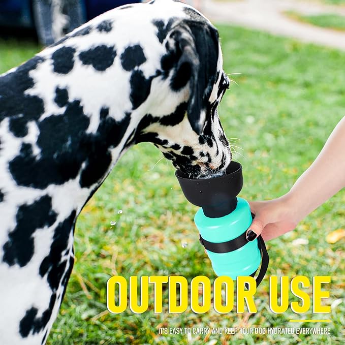 Portable Dog Water Bottle with a Foldable Bowl 2-in-1 Design, Leak-Proof Dog Water Bowl Dispenser Suitable for Outdoor Dog Walking, Hiking, and Traveling. BPA Free, 21oz Light Blue