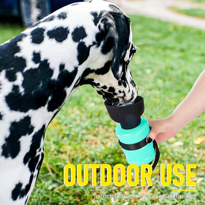 Portable Dog Water Bottle with a Foldable Bowl 2-in-1 Design, Leak-Proof Dog Water Bowl Dispenser Suitable for Outdoor Dog Walking, Hiking, and Traveling. BPA Free, 21oz Light Blue