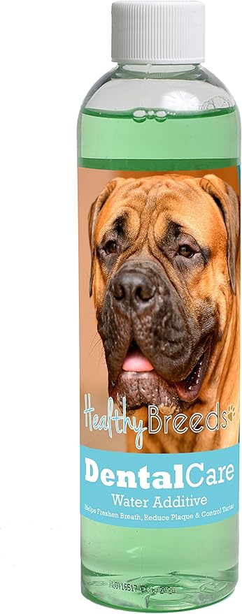 Healthy Breeds Dog Dental Care Water Additive for Bullmastiff - Helps Freshen Breath, Reduce Plaque & Control Tartar - Mint Flavor - 8 oz