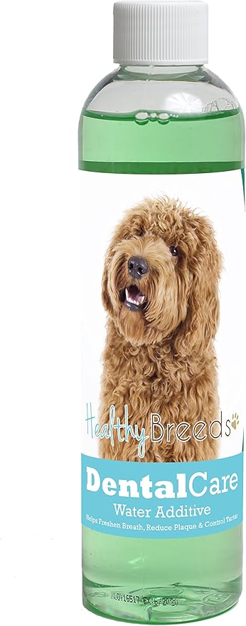 Healthy Breeds Dog Dental Care Water Additive for Labradoodle - Helps Freshen Breath, Reduce Plaque & Control Tartar - Mint Flavor - 8 oz