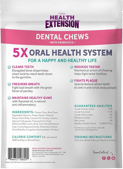 Health Extension Probiotic Dog Chew Bone Treats, Puppy Training Treat, Medium Sticks for Dental Teeth Cleaning & Breath Freshener, Medium (Pack of 8)