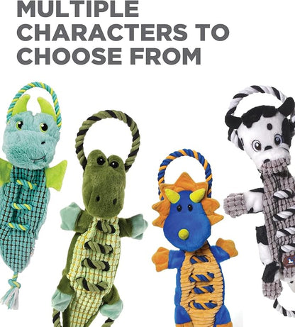 Charming Pet Outward Hound Ropes-A-Go-Go Cow Interactive Plush Squeaky Dog Tug Toy