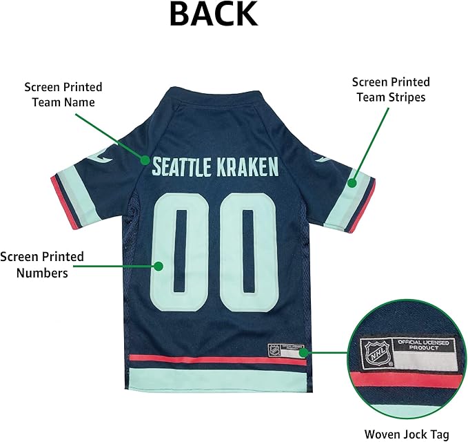 Pets First NHL Seattle Kraken Jersey for Dogs & Cats, Large