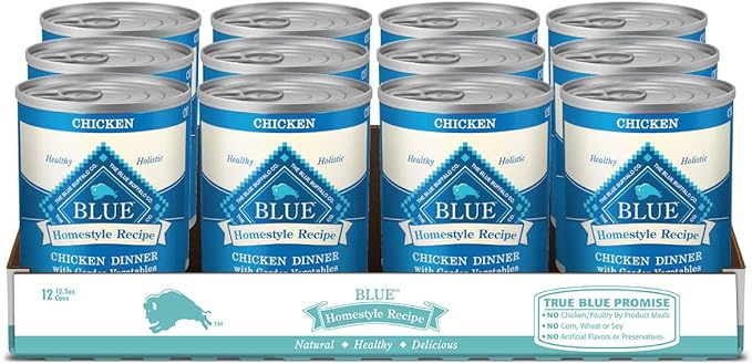 Blue Buffalo Homestyle Recipe Natural Adult Wet Dog Food, Chicken 12.5 oz cans (Pack of 12)
