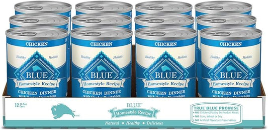 Blue Buffalo Homestyle Recipe Natural Adult Wet Dog Food, Chicken 12.5 oz cans (Pack of 12)
