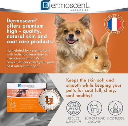 Dermoscent Essential 6 spot-on - Dog Skin Care for Dandruff & Allergy Relief with Vitamin E Oil - Anti Itch for Dogs - Dog & Small Mammals 0-10 kg - 4 Pipettes of 0.6 ml