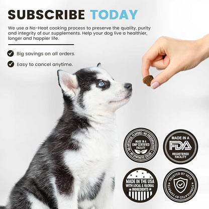 Multiple Omega 3 Chews for Dogs | Wild Alaskan Salmon Fish Oil Supplements with Collagen, MSM, Krill, EPA, DHA, | Essentials for Itching Skin Allergy, Joints, Coat Shedding Support