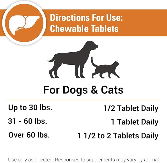 Vet Classics Liver Support Pet Health Supplement for Dogs, Cats – Liver Functions – B-Vitamins, Glutathione, Milk Thistle – Soft Tablets, Chews – 60 Chewable Tablets