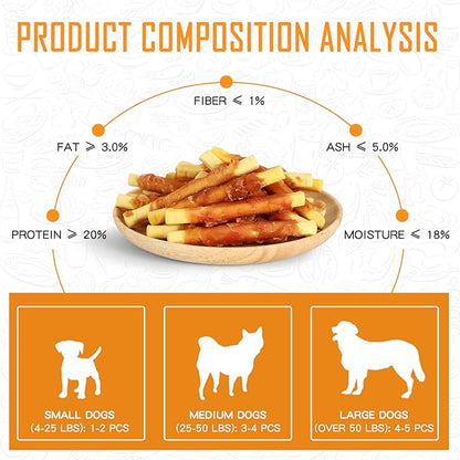 Dog Treats Chicken Wrapped Biscuits Pumpkin Sticks, Rawhide Free Soft Chewy w/Taurine, Dog Training Treats,12.5oz