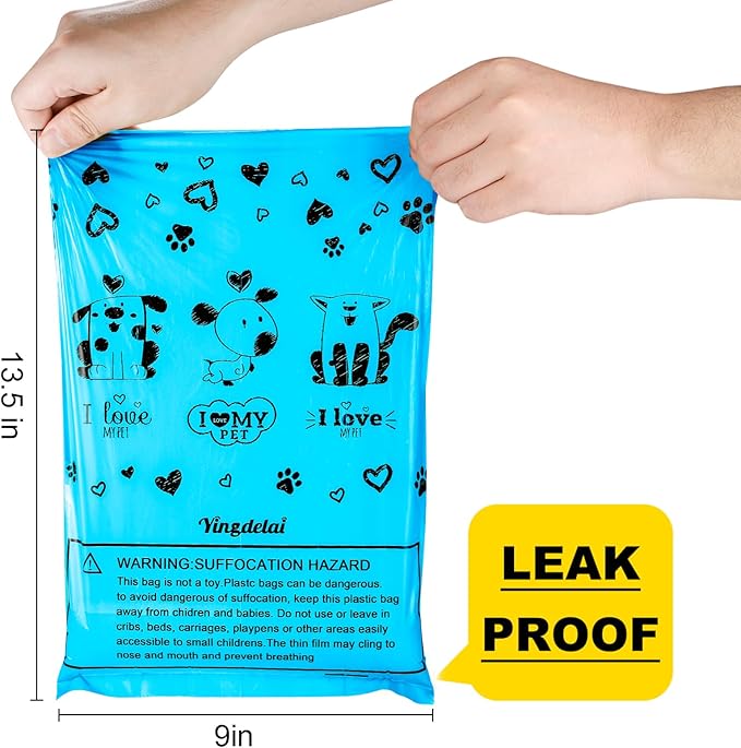 Dog Poop Bag Rolls - 540 Count Dog Waste Bags with Dispenser, Extra Thick Strong Leak proof Poop Bags for Dogs Doggy | Scented Blue