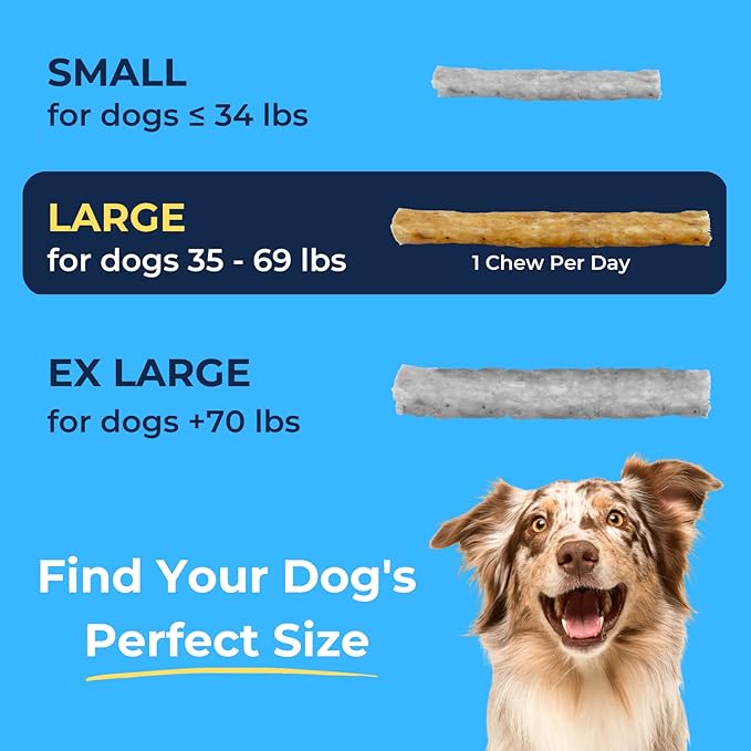Soft Rawhide Chews | Safe Dental Treats for Large Dogs | Vet VOHC Approved | Daily Bone Cleans Teeth & Gums Fresh Breath Oral Health Support | USA Made | (Large Dogs / 8 Count)