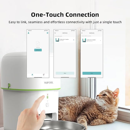 Automatic Cat Feeder WiFi - Easy to Clean 2L/4L WiFi Automatic Cat Feeder for Remote Feeding, Cat Food Dispenser with Lock Feature and Suitable Portion Size, Only 2.4GHz