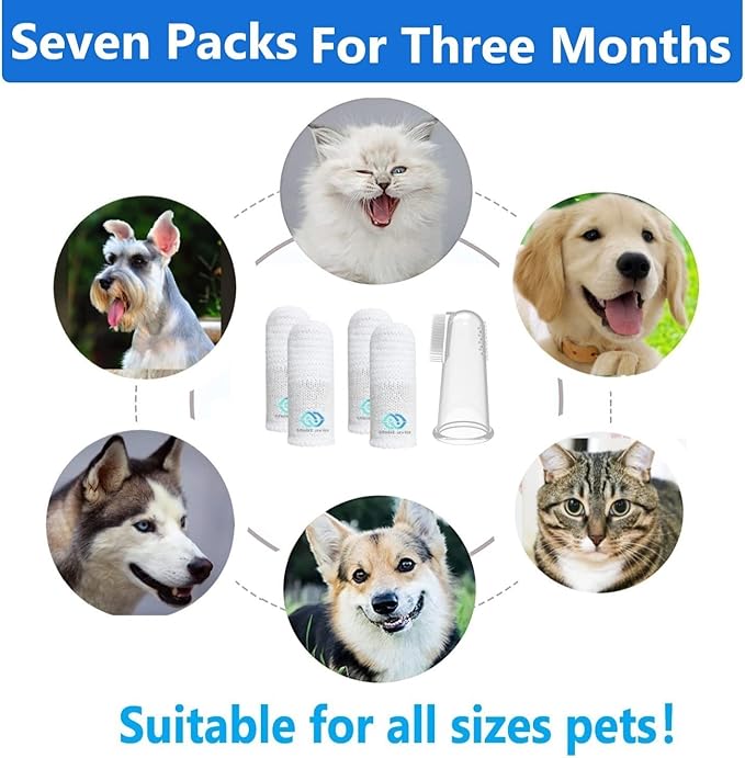 Pet Toothbrush for Small to Large Dogs Cats,Soft High Grade Finger Toothbrush,Teeth Oral Cleaning,Dental Care, 1 Set for Two Fingers White (4)