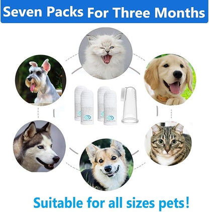 Pet Toothbrush for Small to Large Dogs Cats,Soft High Grade Finger Toothbrush,Teeth Oral Cleaning,Dental Care, 1 Set for Two Fingers White (4)