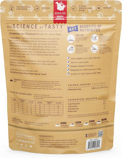 Nutri Bites Freeze Dried Dog Food Meal Topper, Chicken Recipe 22 oz | Fresh Healthy Raw High-Protein Pet Food with Real Meat | Great Meal Toppers, Mix-Ins, or Training Treats