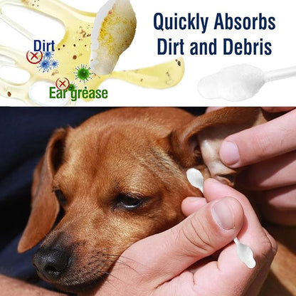 Cotton Swab for Pets, 110 pcs Dog Ear Cleaner Buds, Safety Dog Ear Infection Treatment, Specially Designed Cotton Sticks for Puppy and Kitten Ear Care