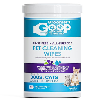 Groomer’s Goop Rinse Free All-Purpose Pet Cleaning Wipes - 150 Count