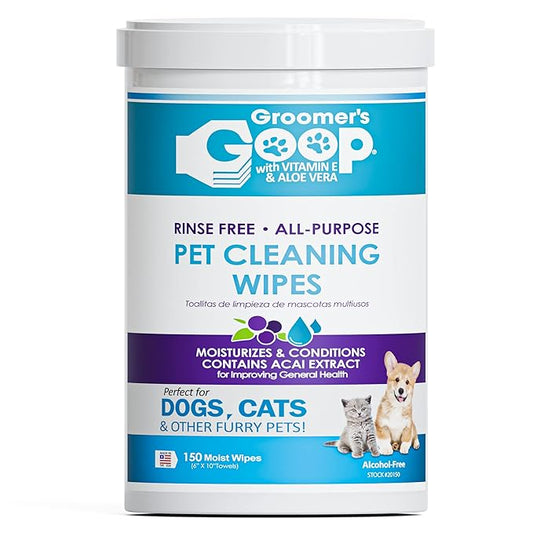 Groomer’s Goop Rinse Free All-Purpose Pet Cleaning Wipes - 150 Count