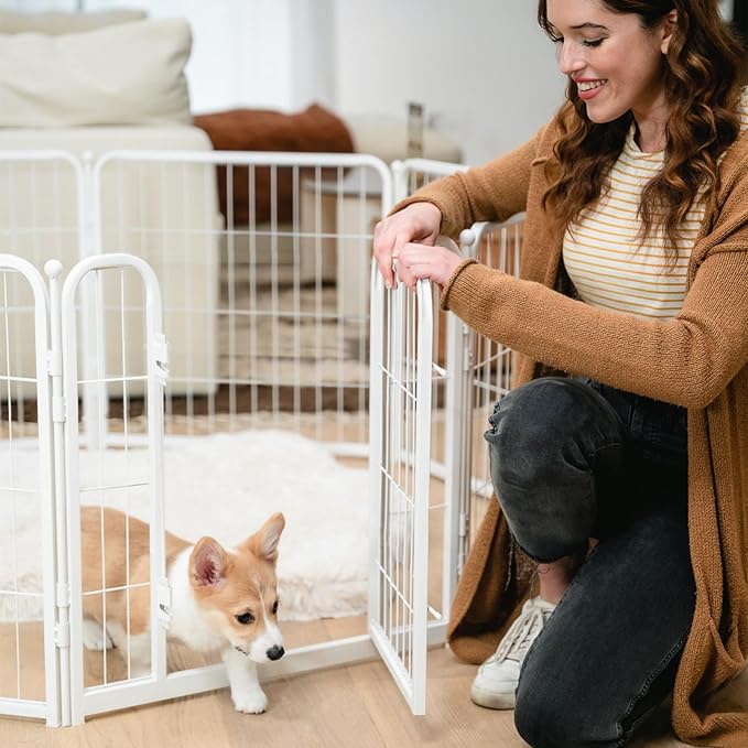 FXW Homeplus Dog Playpen Designed for Indoor Use, 24" Height for Puppy and Small Dogs, White│Patented