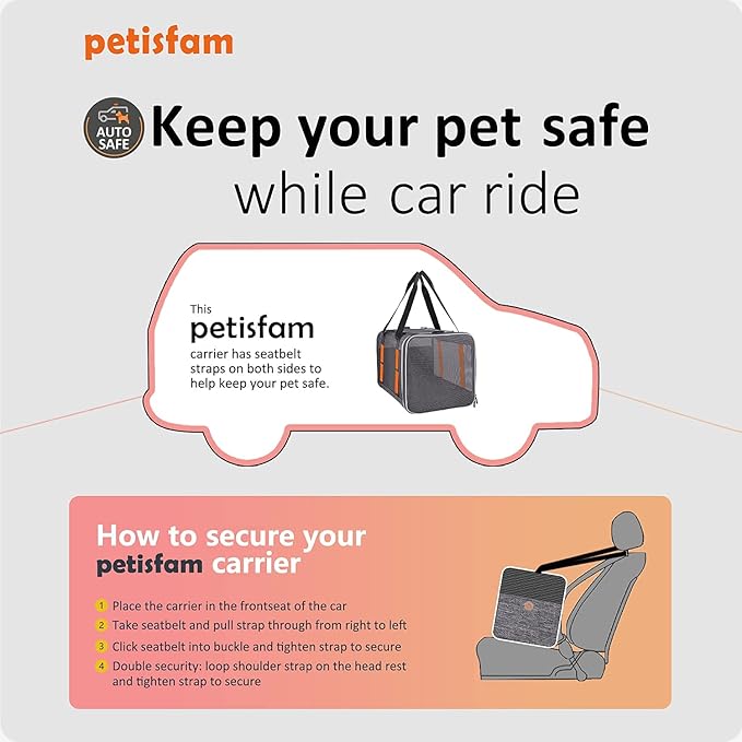 petisfam Easy Load Soft Pet Carrier Bag for Large and Medium Cats with Top Entry and Shoulder Strap. Sturdy, Well-ventilated, Collapsible for Easy Storage, Easy Vet Visits