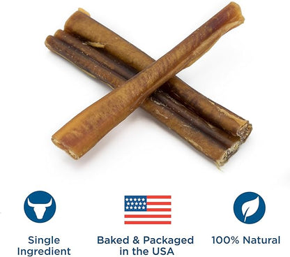 Best Bully Sticks All Natural 6 Inch Thick Bully Sticks for Large Dogs - 100% Free-Range Grass-Fed Beef - Single-Ingredient Grain & Rawhide Free Dog Chews - 18 Pack