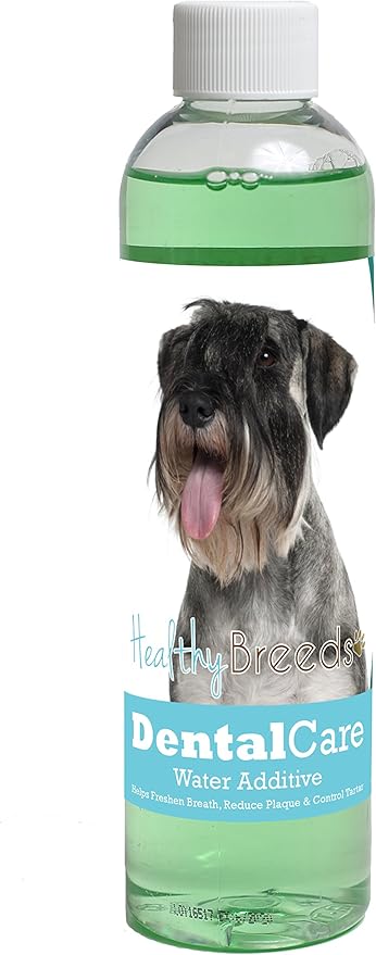 Healthy Breeds Dog Dental Care Water Additive for Standard Schnauzer - Helps Freshen Breath, Reduce Plaque & Control Tartar - Mint Flavor - 8 oz