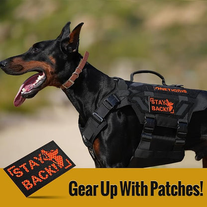 OneTigris STAY BACK Reflective Dog Patches, BARKING DOBIE Patch for Hook and Loop Patches Vests and Harnesses