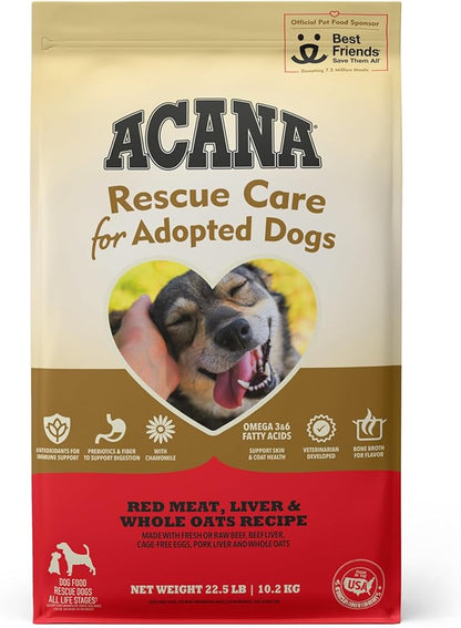 ACANA Rescue Care for Adopted Dogs Dry Dog Food, Red Meat, Liver & Whole Oats Recipe, 22.5lb