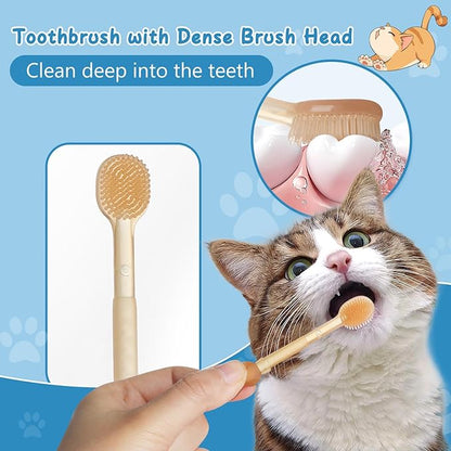 Silicone Soft Cat Dog Toothbrush for Small Breed, Small Tiny Mini Cat Dog Tooth Brushing Kit with Finger Toothbrush & Storage Box, Pet Teeth Cleaning Brush for Puppy Doggie Kitten Canine Dental Care
